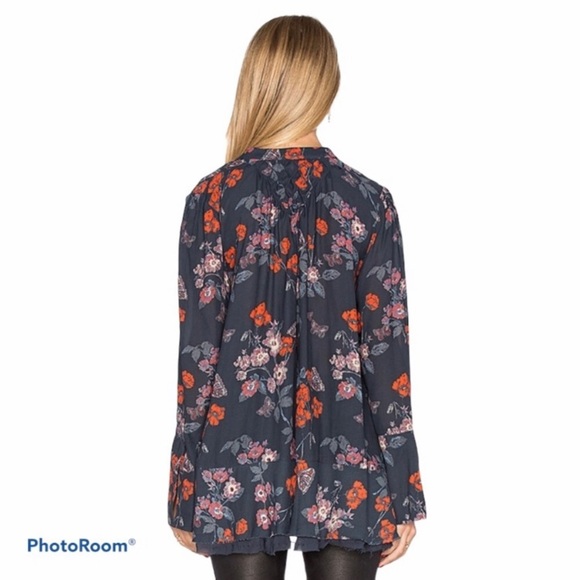FREE PEOPLE “So Fine” Floral Chiffon Print Tunic Top - Picture 3 of 16